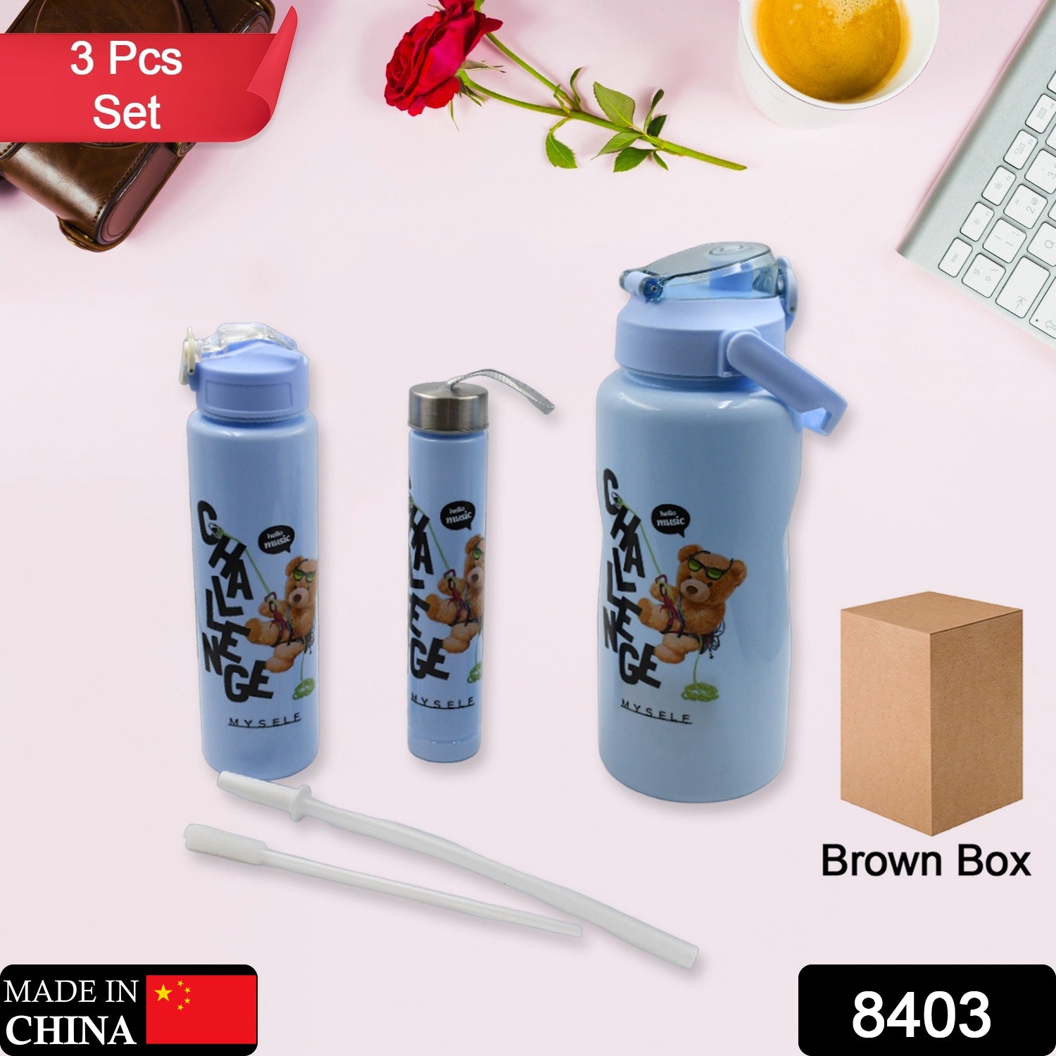 8403 Plastic Water Bottle 3pc Set,3 Different Size Bottle High Quality Water Bottle Plastic Water Bottle BPA-Free & Leak-Proof! Cartoon Printed Design for Kids' School, For Fridge, Office, Sports, School, Gym, Yoga (3 Pc Set) 8403 Plastic Water Bottle 3pc Set,3 Different Size Bottle High Quality Water Bottle Plastic Water Bottle BPA-Free & Leak-Proof! Cartoon Printed Design for Kids' School, For Fridge, Office, Sports, School, Gym, Yoga (3 Pc Set)
